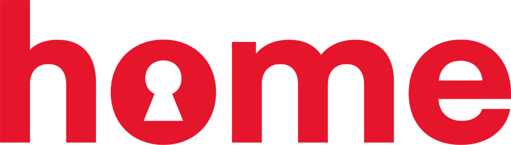Vi Bygger Vejle: Home-logo med teksten "home" i rød, hvor O'et er et nøglehul.