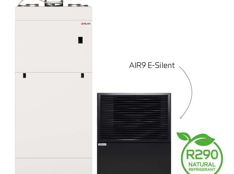 Vi Bygger Vejle: Nilan AIR9 E-Silent varmepumpe og ventilationsanlæg med naturligt R290 kølemiddel.