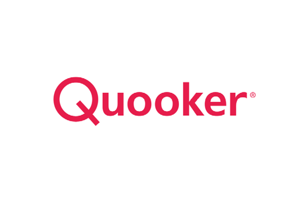 Vi Bygger Vejle: Quooker logo, rød tekst på hvid baggrund.