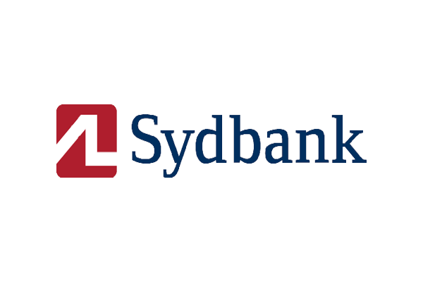 Vi Bygger Vejle: Sydbank logo med rød firkant og blå tekst.